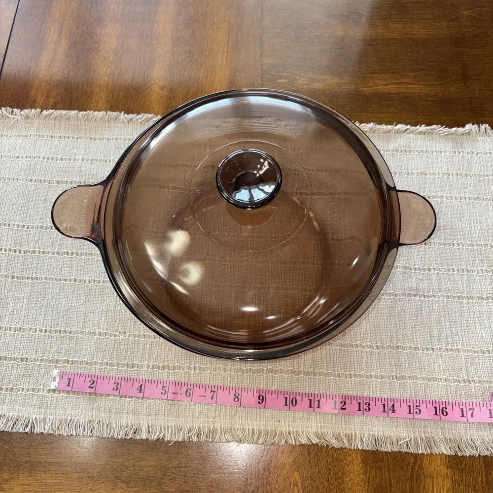 Corning AMBER VISIONS  4.5 L Serving Bowl and Lid Corning USA With Steam Basket
